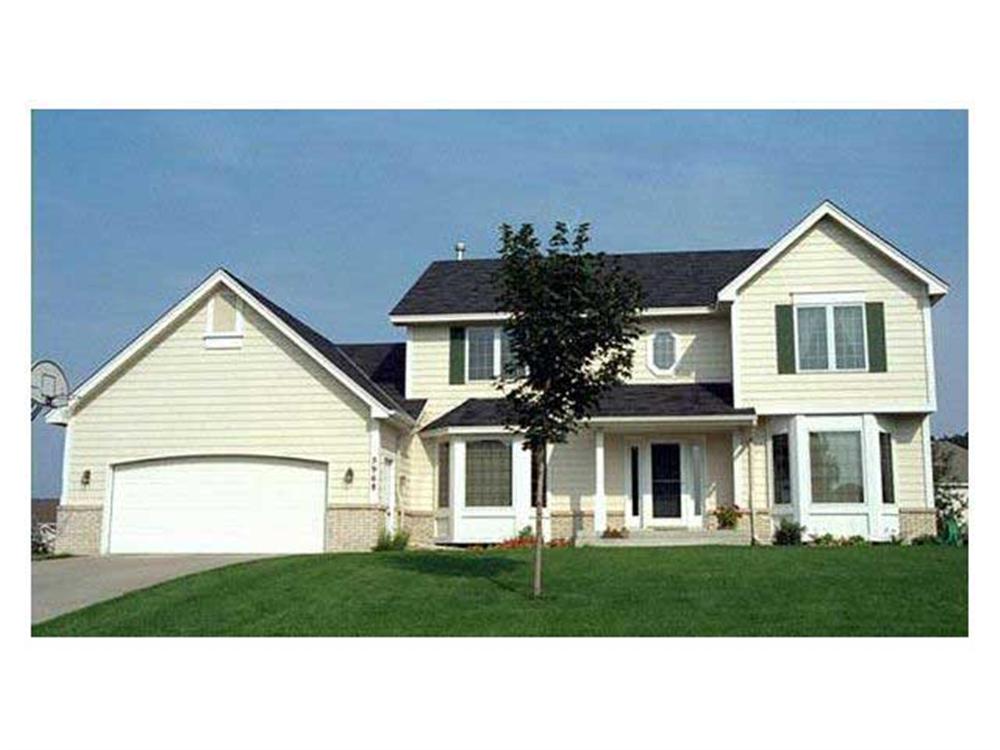 This image shows the front elevation of these Country Homeplans (CLS-2103).