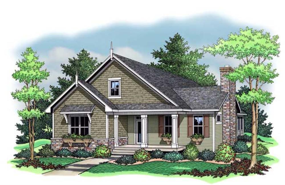 Front elevation of Bungalow home (ThePlanCollection: House Plan #165-1102)