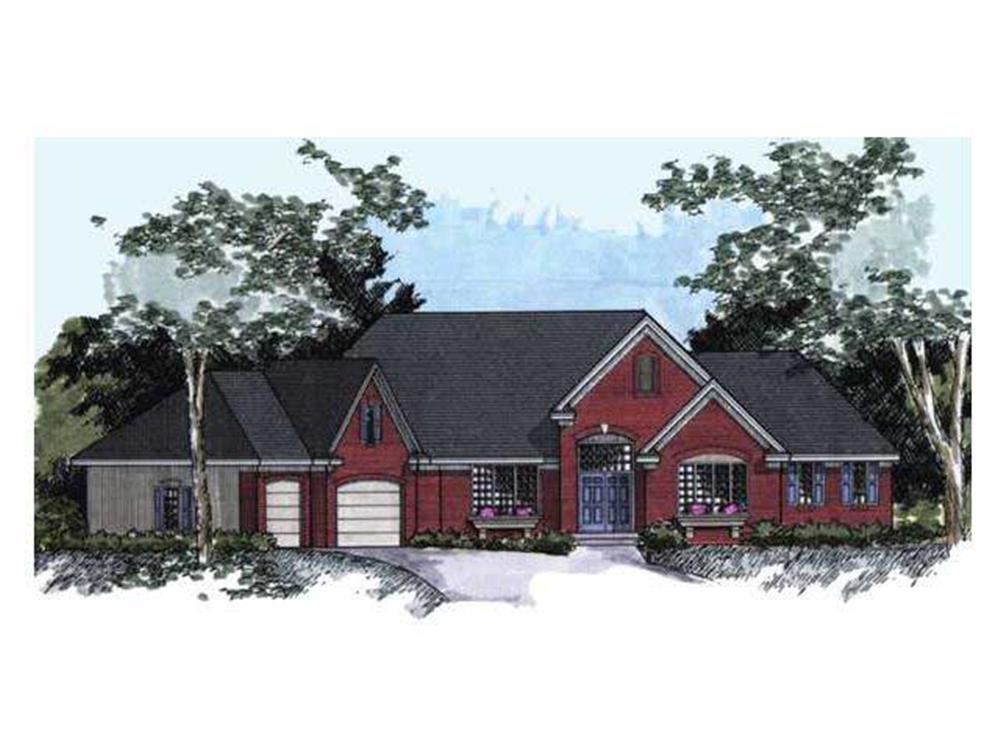 Colored Front Rendering For Country House Plans CLS-4600.