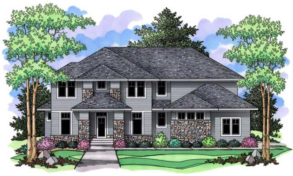 Houseplans CLS-3121 colored front elevation.