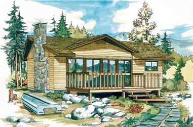 2-Bedroom, 988 Sq Ft Log Cabin House Plan - 167-1025 - Front Exterior