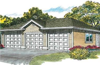 3-Car, 0-Bedroom, 669 Sq Ft Garage Home Plan - 167-1070 - Main Exterior