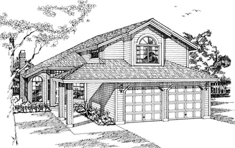 Front elevation of Contemporary home (ThePlanCollection: House Plan #167-1332)