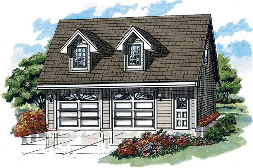 Front elevation of Garage w/Apartments home (ThePlanCollection: House Plan #167-1398)