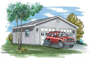 2-Car, 0-Bedroom, 576 Sq Ft Garage Home Plan - 167-1404 - Main Exterior
