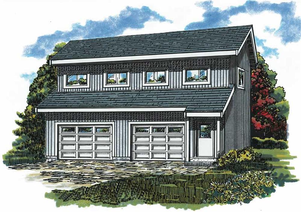 Front elevation of Garage w/Apartments home (ThePlanCollection: House Plan #167-1420)