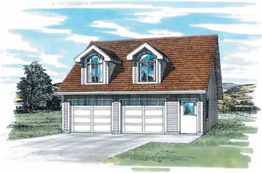 1-Bedroom, 652 Living Sq Ft Garage with Apartment Plan - 167-1430 - Front Exterior