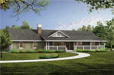 3-Bedroom, 1408 Sq Ft Country House Plan - 167-1431 - Front Exterior