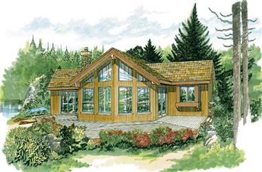 3-Bedroom, 1292 Sq Ft Log Cabin House Plan - 167-1445 - Front Exterior