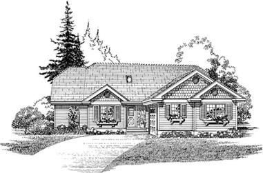 3-Bedroom, 1734 Sq Ft Small House Plans - 167-1488 - Front Exterior