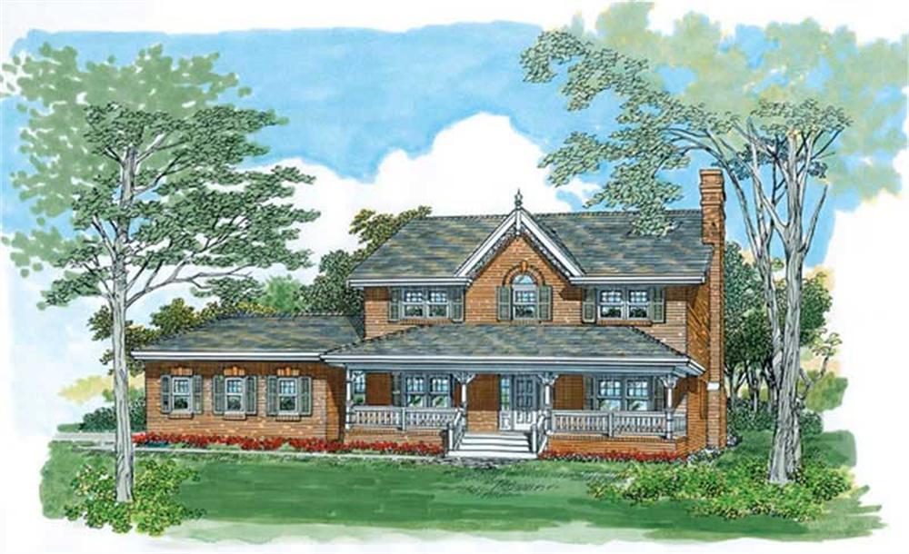 Front elevation of Farmhouse home (ThePlanCollection: House Plan #167-1497)