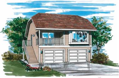 1-Bedroom, 484 Sq Ft Garage Home Plan - 167-1502 - Main Exterior