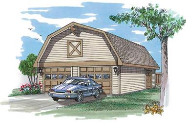 2-Car, 600 Sq Ft Barn Style Garage Plan - 167-1521 - Main Exterior