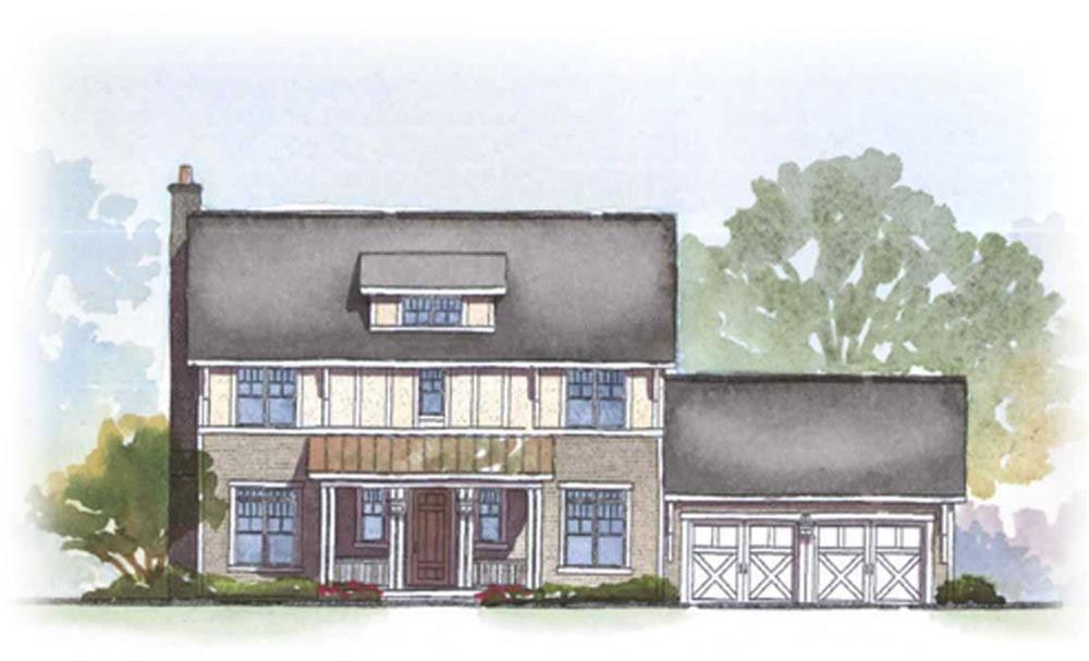 This image shows the front rendering of these Traditional Houseplans.
