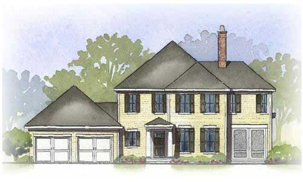 This image shows the front elevation of these European Houseplans.