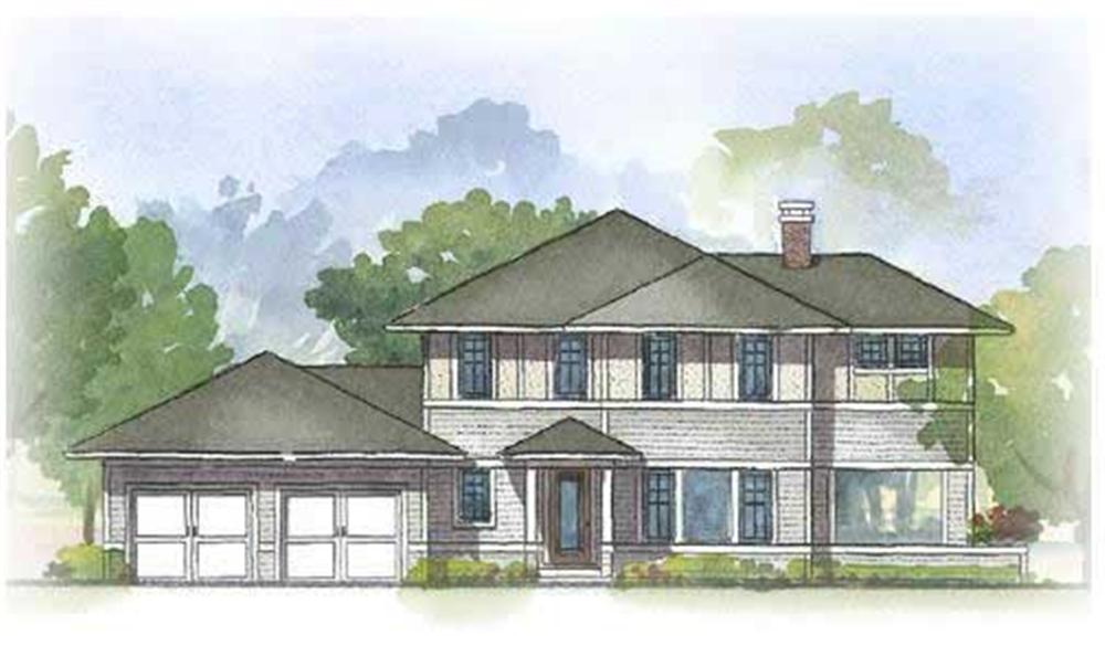 Color rendering of Prairie home (ThePlanCollection: House Plan #168-1074)