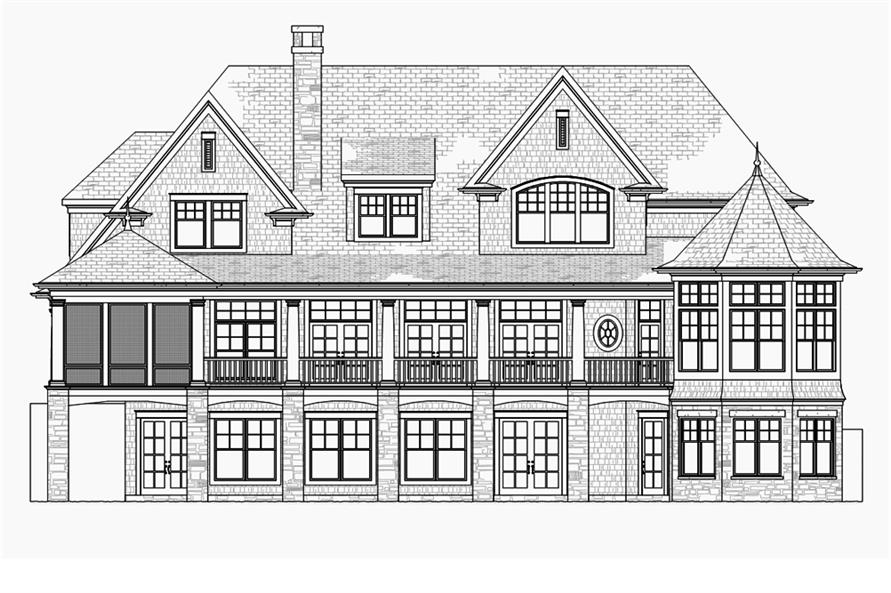 Home Plan Rear Elevation of this 5-Bedroom,4580 Sq Ft Plan -168-1132