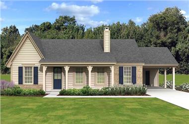 3-Bedroom, 1438 Sq Ft Country Home Plan - 170-1148 - Main Exterior