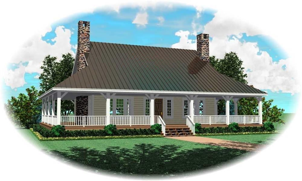 Front view of Country home (ThePlanCollection: House Plan #170-1422)
