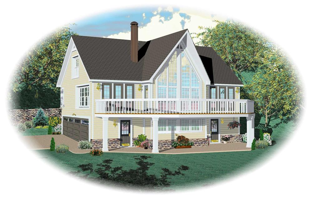 Front view of Country home (ThePlanCollection: House Plan #170-1529)