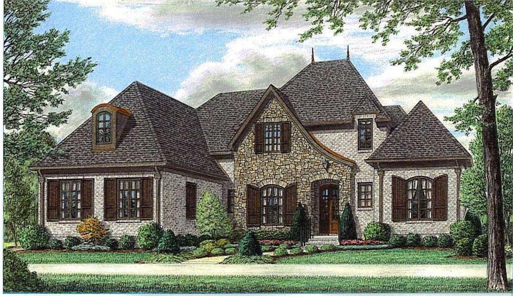 Front view of Country home (ThePlanCollection: House Plan #170-1649)