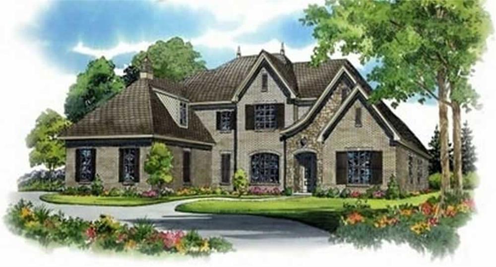 Front view of Country home (ThePlanCollection: House Plan #170-1985)