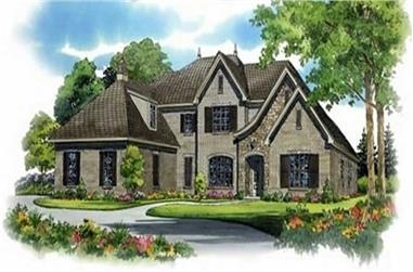 4-Bedroom, 4871 Sq Ft French House Plan - 170-1990 - Front Exterior
