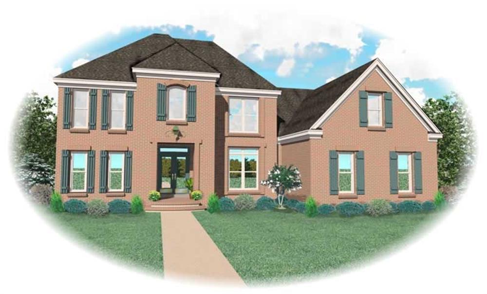 Front view of French home (ThePlanCollection: House Plan #170-2004)