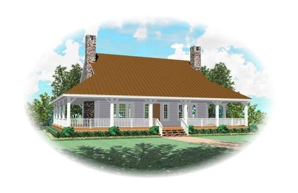 Front view of Country home (ThePlanCollection: House Plan #170-2067)