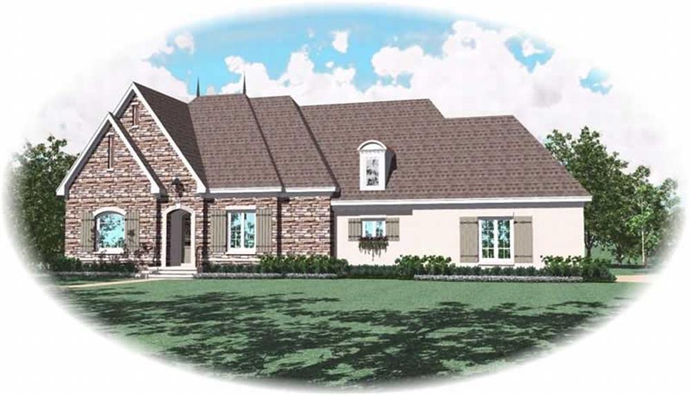 Front view of Country home (ThePlanCollection: House Plan #170-2086)