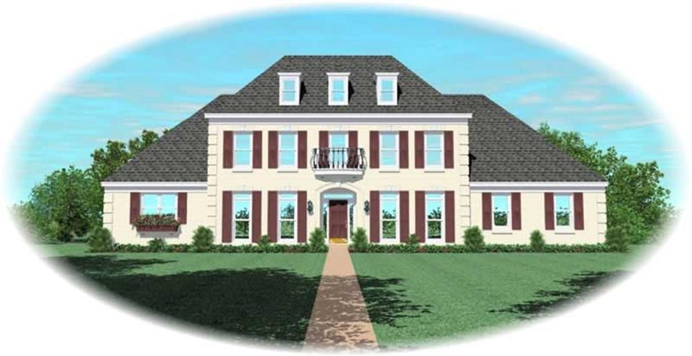Front view of French home (ThePlanCollection: House Plan #170-2237)