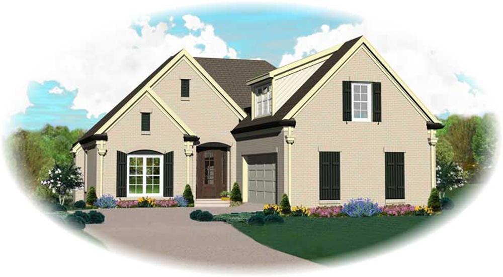Front view of Country home (ThePlanCollection: House Plan #170-2257)