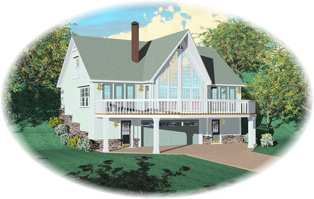 Front view of Country home (ThePlanCollection: House Plan #170-2322)