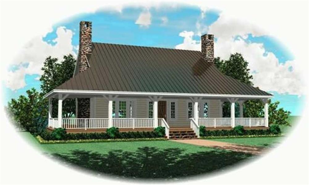 Front view of Country home (ThePlanCollection: House Plan #170-2424)
