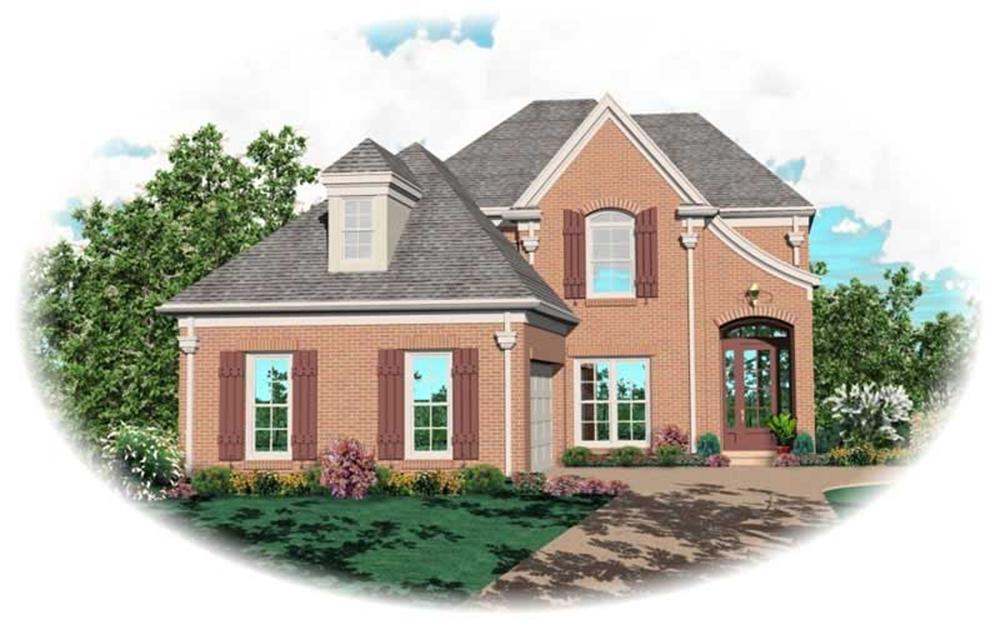 Front view of Country home (ThePlanCollection: House Plan #170-2712)