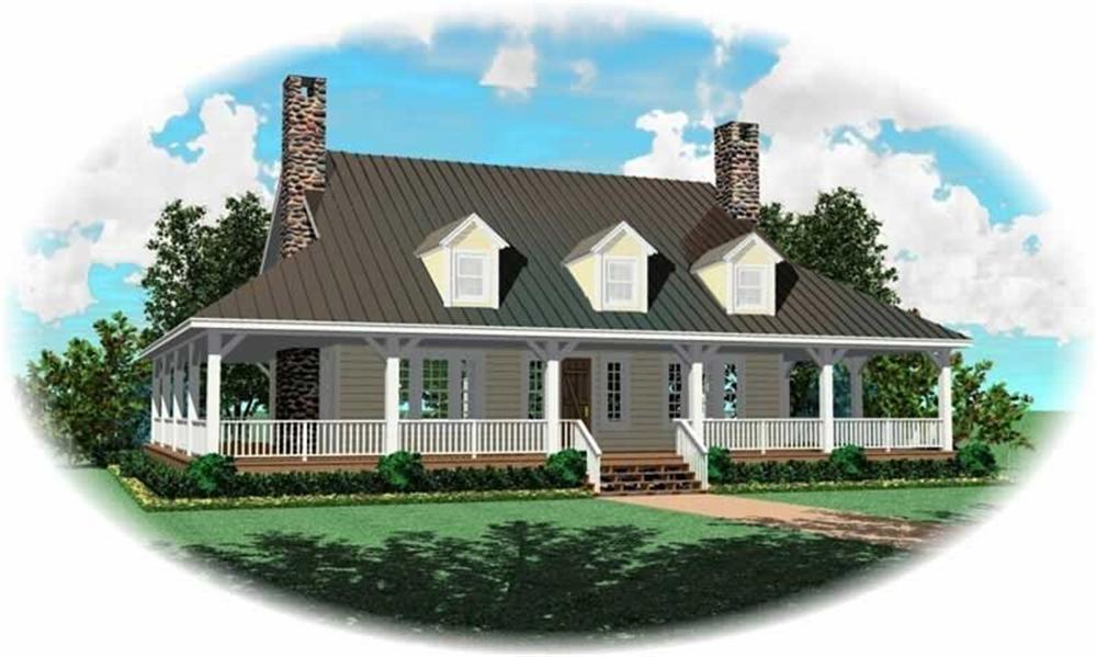 Front view of Country home (ThePlanCollection: House Plan #170-2776)