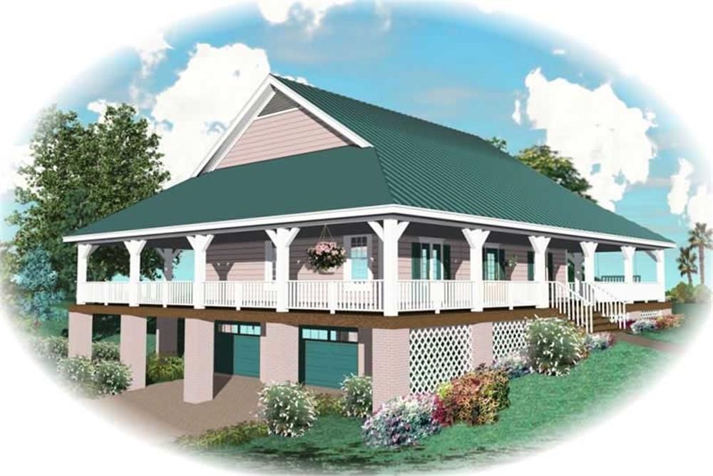 Front view of Country home (ThePlanCollection: House Plan #170-2800)
