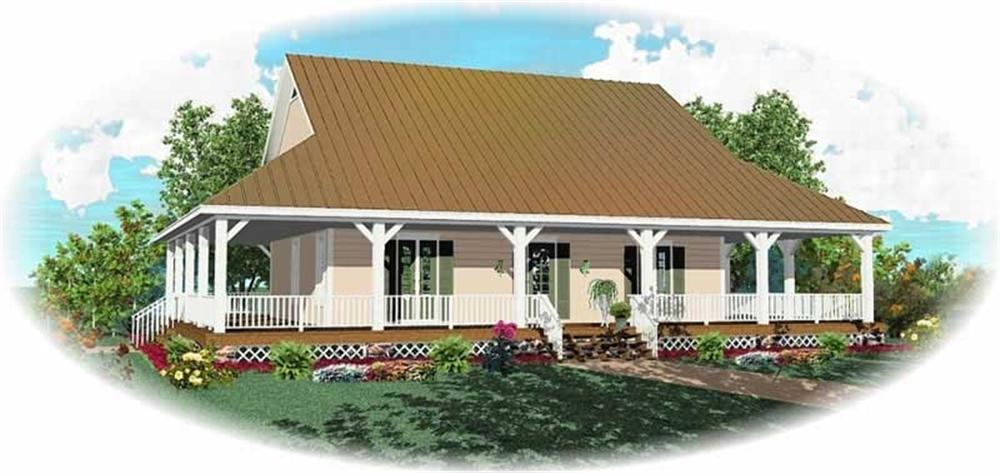 Front view of Country home (ThePlanCollection: House Plan #170-2801)