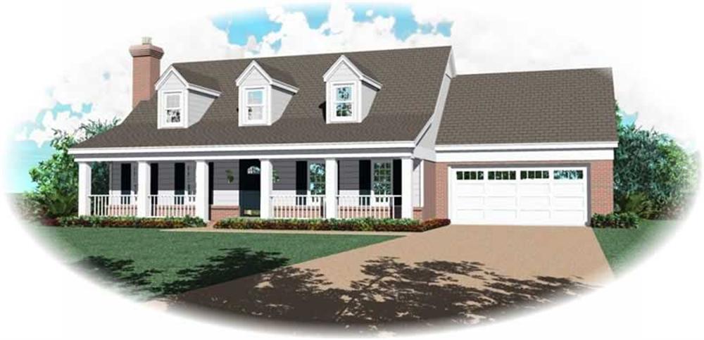 Front view of Country home (ThePlanCollection: House Plan #170-2838)
