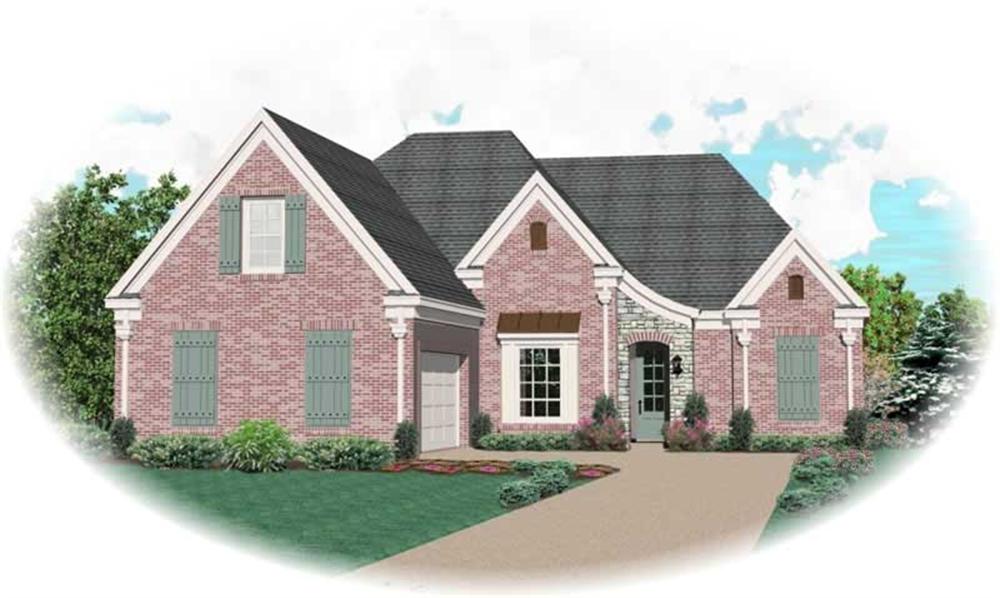 Front view of Country home (ThePlanCollection: House Plan #170-2839)