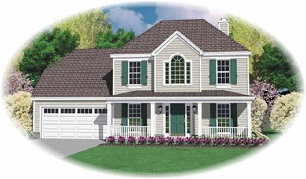 Front view of Country home (ThePlanCollection: House Plan #170-2840)