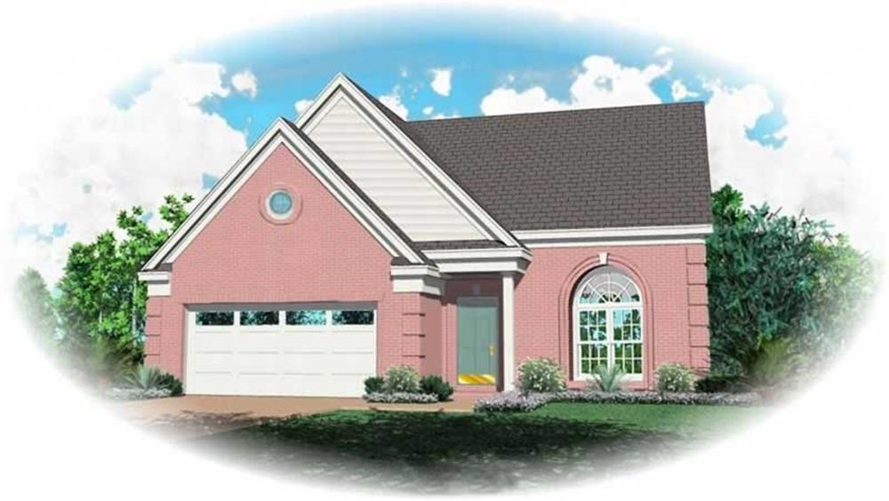 Front view of Country home (ThePlanCollection: House Plan #170-2857)