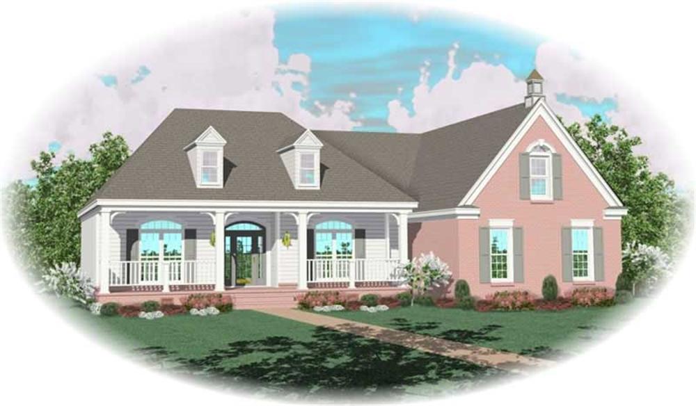 Front view of Country home (ThePlanCollection: House Plan #170-2874)