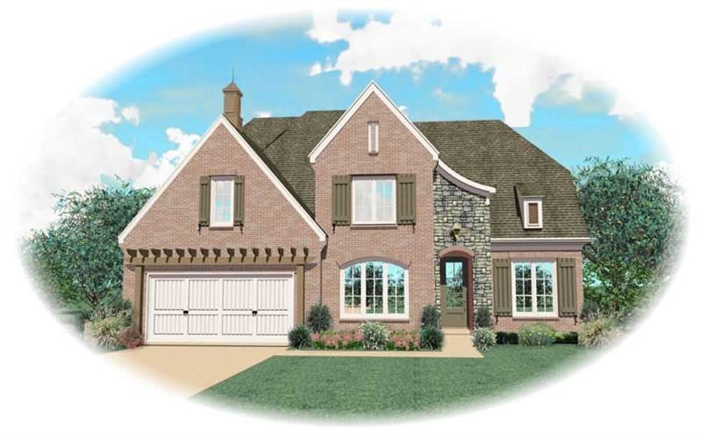 Front view of Country home (ThePlanCollection: House Plan #170-3021)