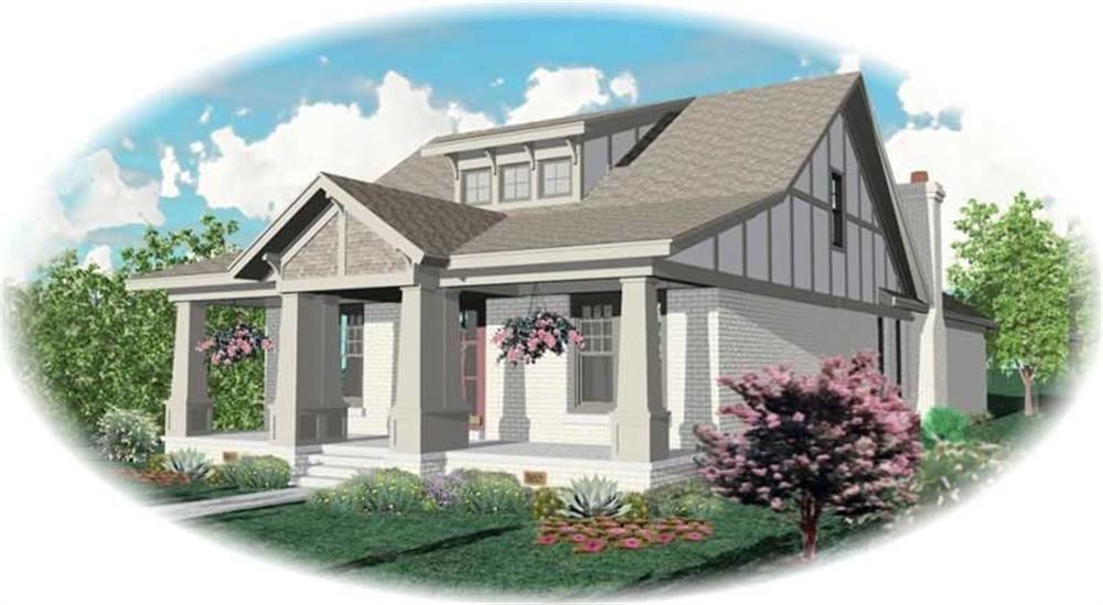 Front view of Craftsman home (ThePlanCollection: House Plan #170-3053)