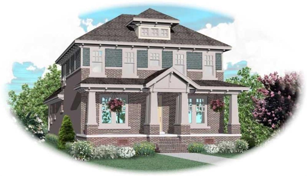 Front view of Craftsman home (ThePlanCollection: House Plan #170-3076)