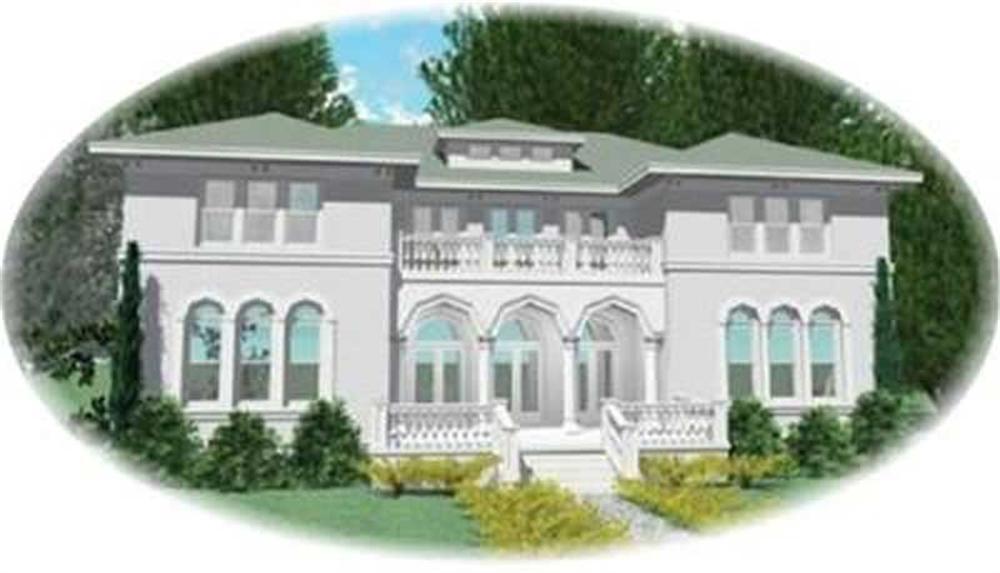 Front view of European home (ThePlanCollection: House Plan #170-3087)