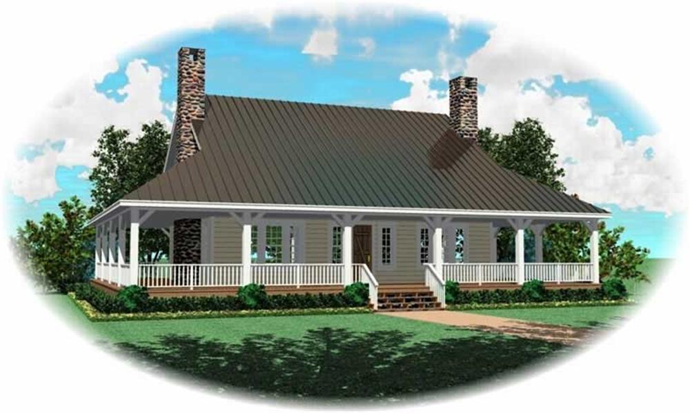 Front view of Country home (ThePlanCollection: House Plan #170-3168)