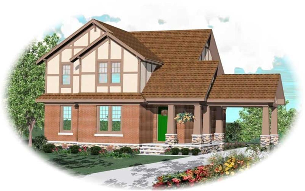 Front view of Craftsman home (ThePlanCollection: House Plan #170-3181)