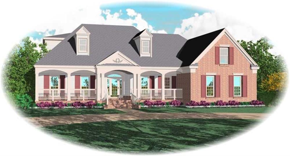 Front view of Country home (ThePlanCollection: House Plan #170-3196)